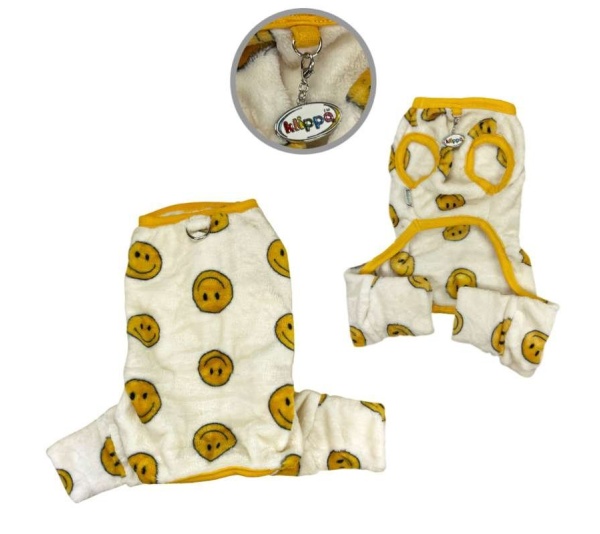 Yellow - Ultra Plush Happy Face Front Sleeveless Pajamas - S