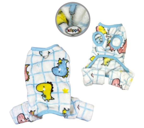 White - Ultra Plush Colorful Dinosaurs Front Sleeveless Pajamas - XL