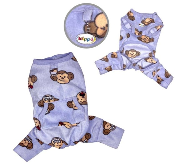 Lavender - Silly Monkey Front Sleeveless Fleec Pajamas - L