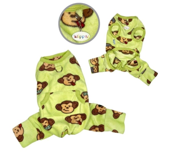 Lime - Silly Monkey Front Sleeveless Fleec Pajamas - M