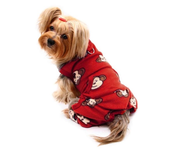 Burgundy - Silly Monkey Front Sleeveless Fleec Pajamas - L