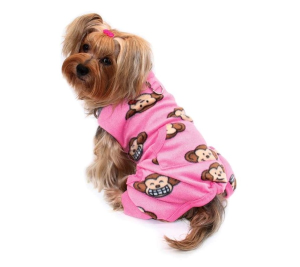 Pink - Silly Monkey Front Sleeveless Fleec Pajamas - S