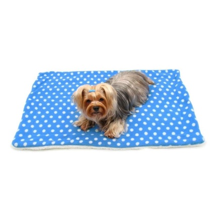 Blue - Blue with White Polka Dots Fleece/Plush Blanket - One Size