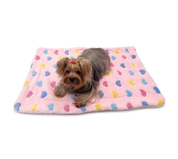 Pink - Ultra Plush Colorful Hearts Blanket - 30" x 20"