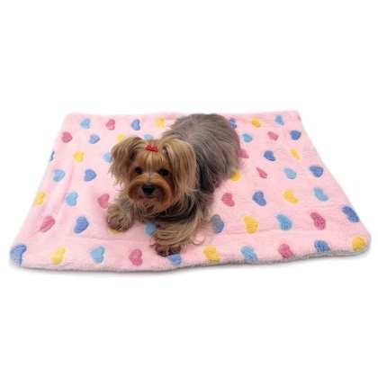 Pink - Ultra Plush Colorful Hearts Blanket - 50" x 30"