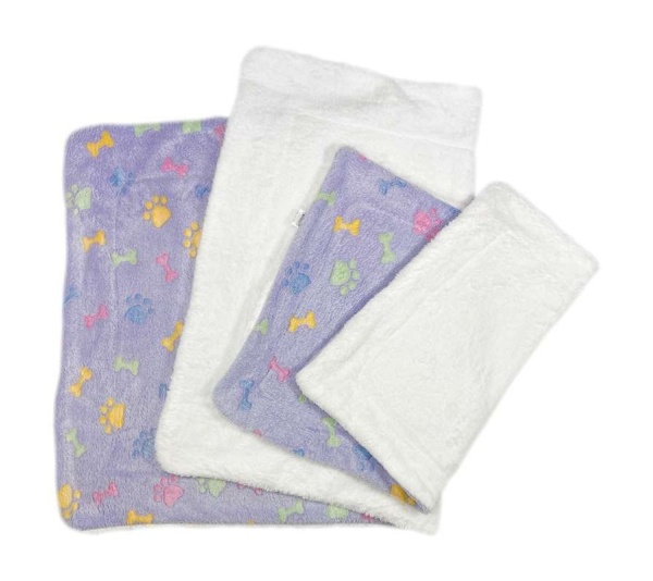 Purple - Ultra Plush Colorful Bones/Paws Blanket - 30" x 20"