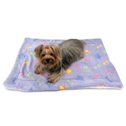 Purple - Ultra Plush Colorful Bones/Paws Blanket - 50" x 30"