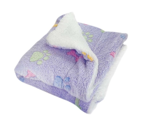 Purple - Ultra Plush Colorful Bones/Paws Blanket - 50" x 30"