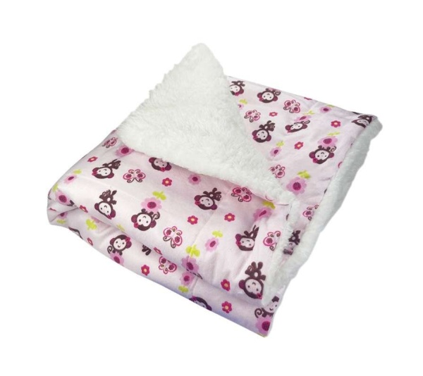 Pink - Girly Monkey Flannel/Plush Blanket - 50" x 30"