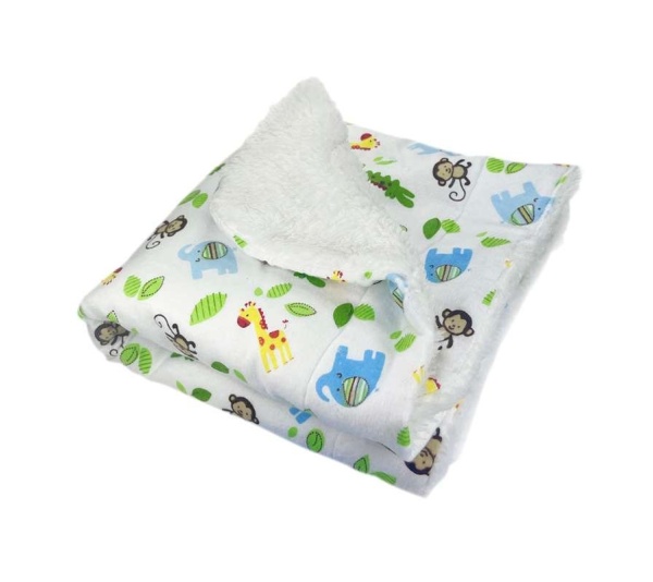White - Zoo Animals Flannel/Plush Blanket - 30" x 20"