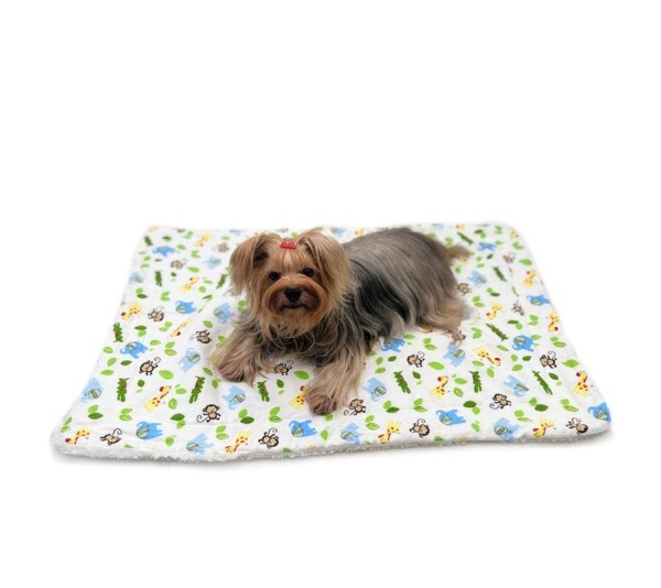 White - Zoo Animals Flannel/Plush Blanket - 50" x 30"