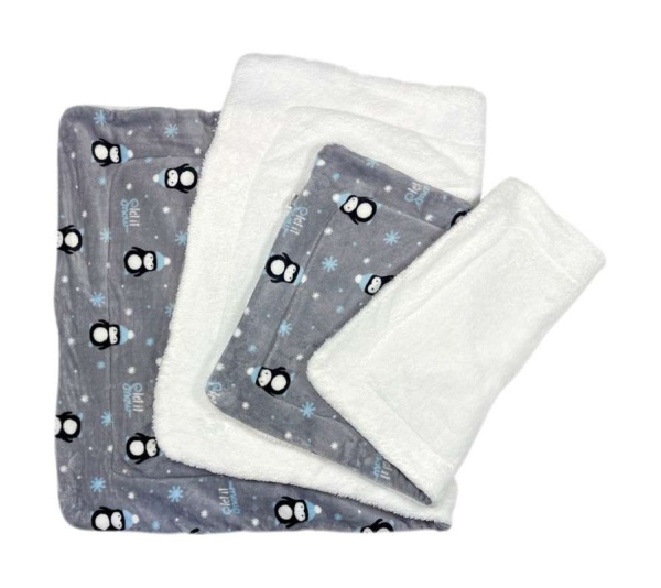 Gray - Ultra Thick Plush Penguins Blanket - 30" x 20"