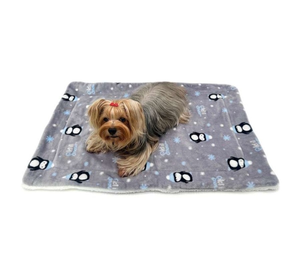 Gray - Ultra Thick Plush Penguins Blanket  - 50" x 30"