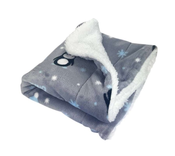 Gray - Ultra Thick Plush Penguins Blanket  - 50" x 30"