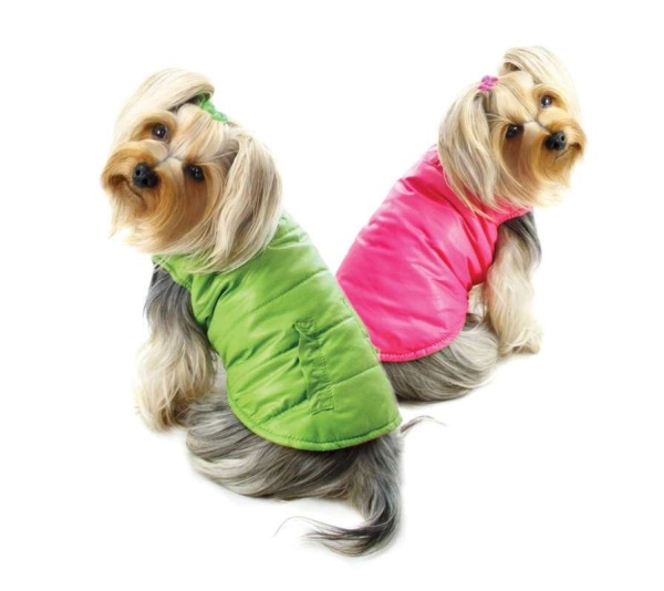 Lime/Pink - Reversible Parka Vest with Ruffle Trims - XS