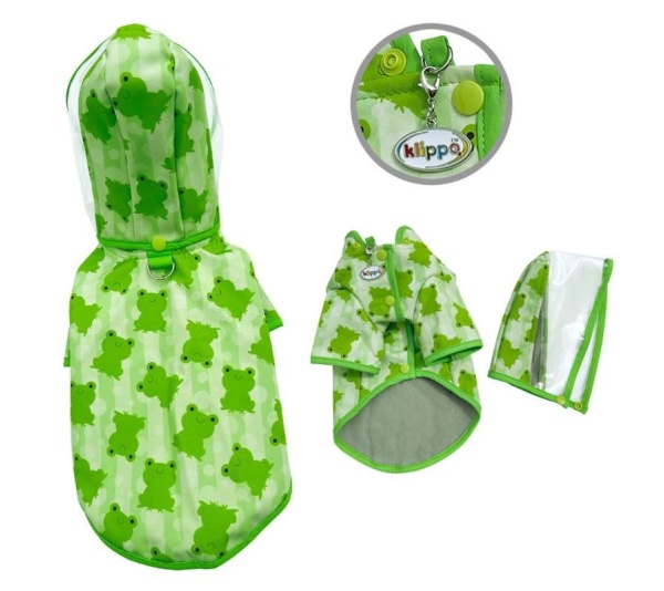 Blue - Clear View Froggy Raincoat with Fleece Lining and Detachable Hood - M