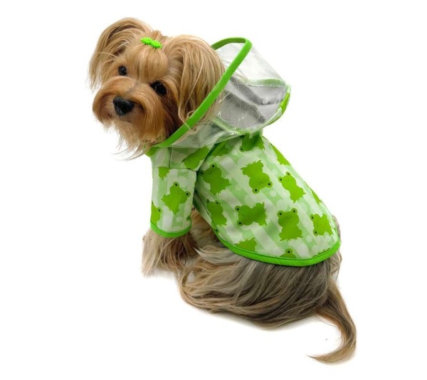 Blue - Clear View Froggy Raincoat with Fleece Lining and Detachable Hood - XL