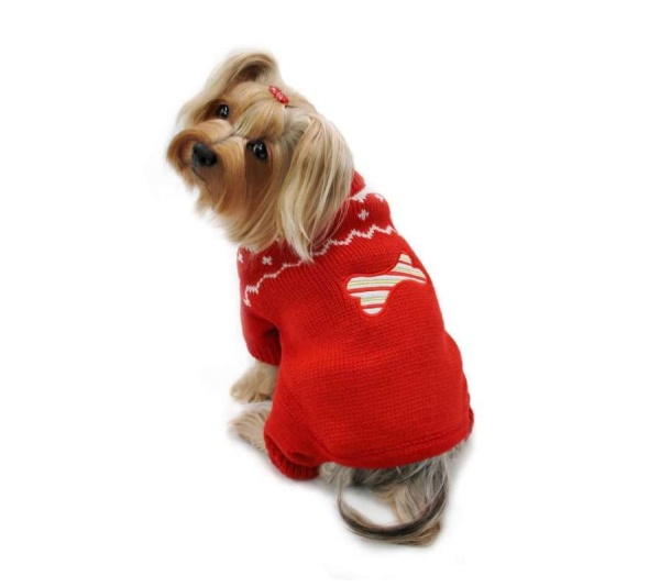 Red - Candy Cane Bone Holiday Sweater Bodysuit - L