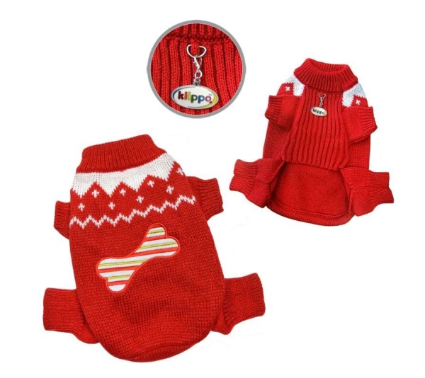 Red - Candy Cane Bone Holiday Sweater Bodysuit - L