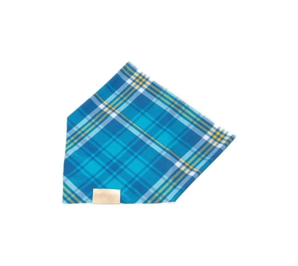 Blue Spruce Plaid Dog Bandana - M/L - 27in x 13in