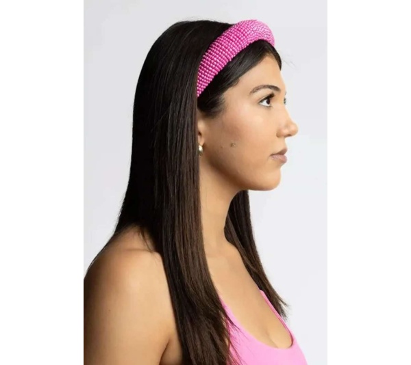 Pink Solid Beaded Headband