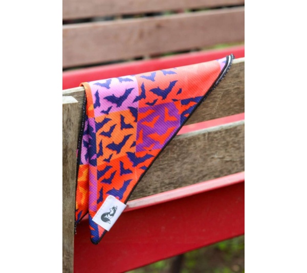 Spooky Bat Squares Dog Bandana - XL - 35in x 17in