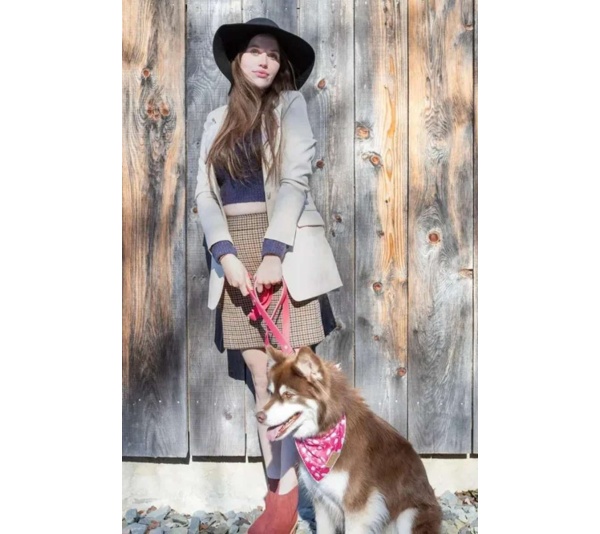 Wine Plaid Dog Bandana - M/L - 27in x 13in