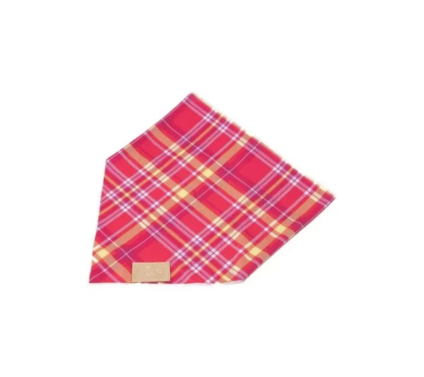 Wine Plaid Dog Bandana - XL - 35in x 17in