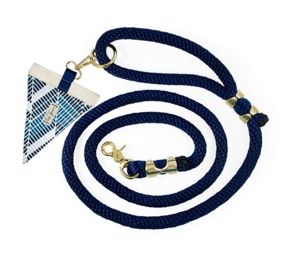 Cabana Mod Geometric Teal & Navy Premium Rope Dog Leash