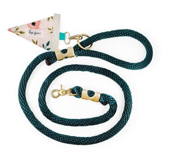 Charleston Blush Floral Tea Rose Premium Rope Dog Leash