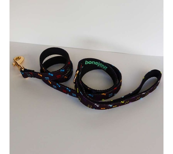 Black/Multi  - Standard Bonejour Leash