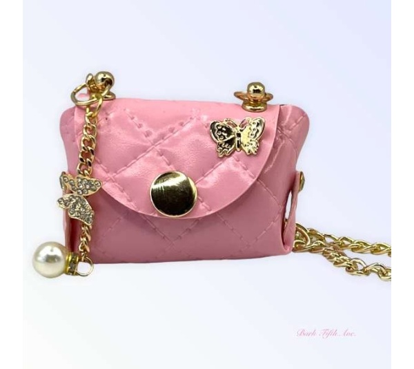 Pink Quilted Butterfly Pick-Up Bag
