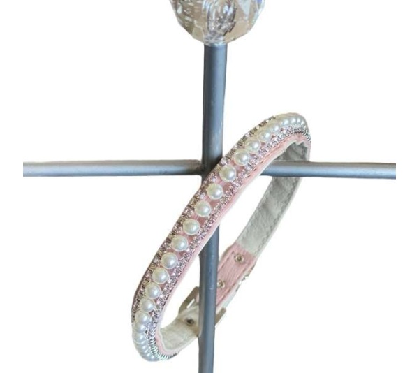 PINK - Pretty in Pink Pearl and Rhinestone Collar - 10''