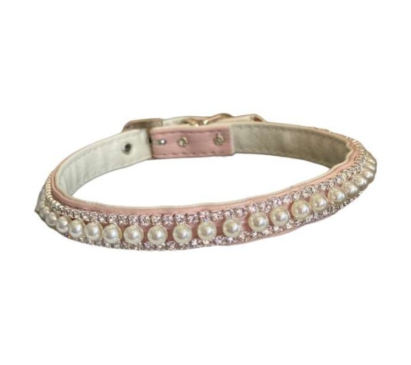 PINK - Pretty in Pink Pearl and Rhinestone Collar - 16