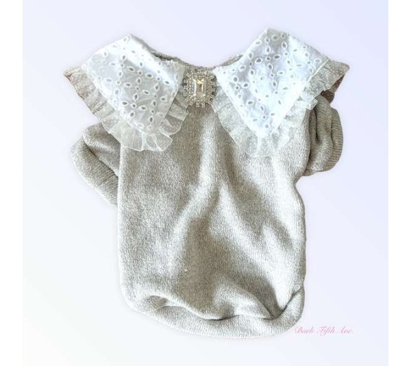 Princess Lace Lapel Sweater - Small