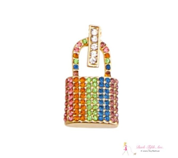 Rainbow Rhinestone Lock Charm