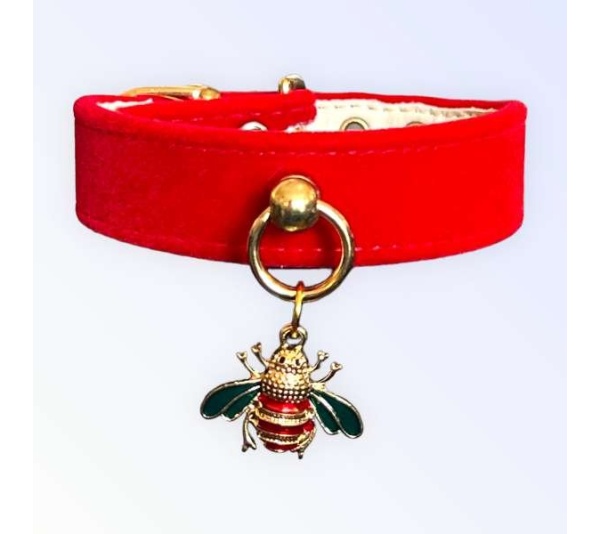 Red Velvet Bee Collar - 14"