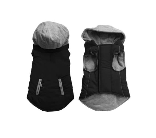 BLACK - Reversible Hooded Coat - Small