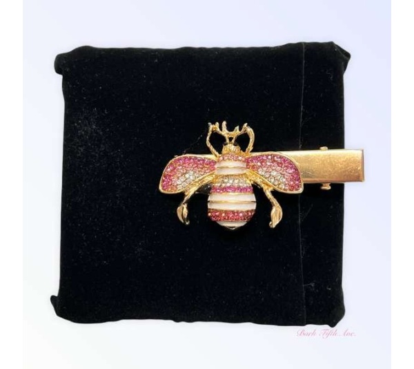 Pink - Rhinestone Bumble Bee Hair Clips