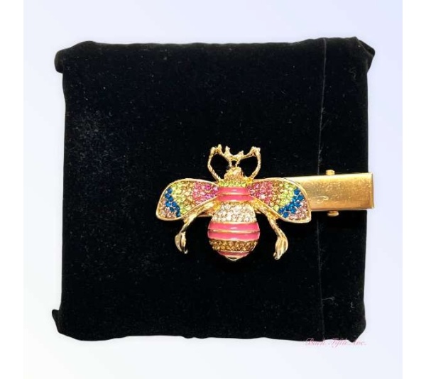 Rainbow - Rhinestone Bumble Bee Hair Clips