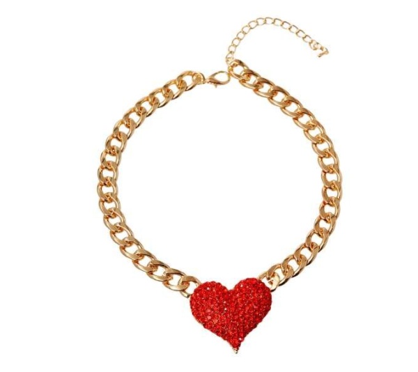 Red - Rhinestone Heart Necklace