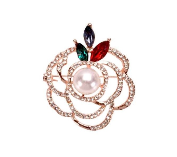 Rose Gold Pearl Brooch