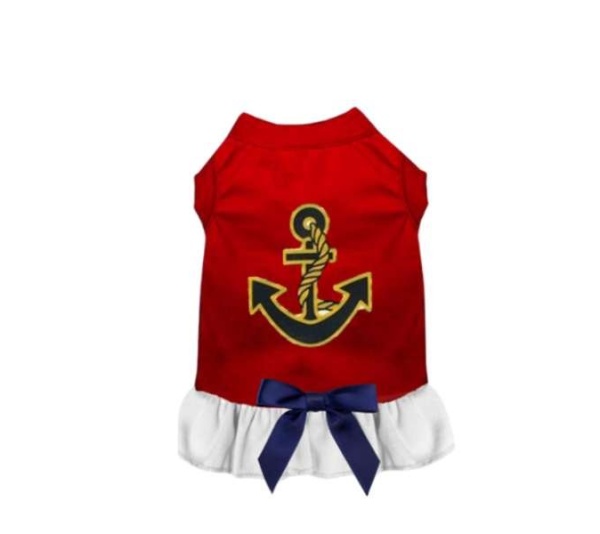 RED - Sailor Girl Dog Dress - Small