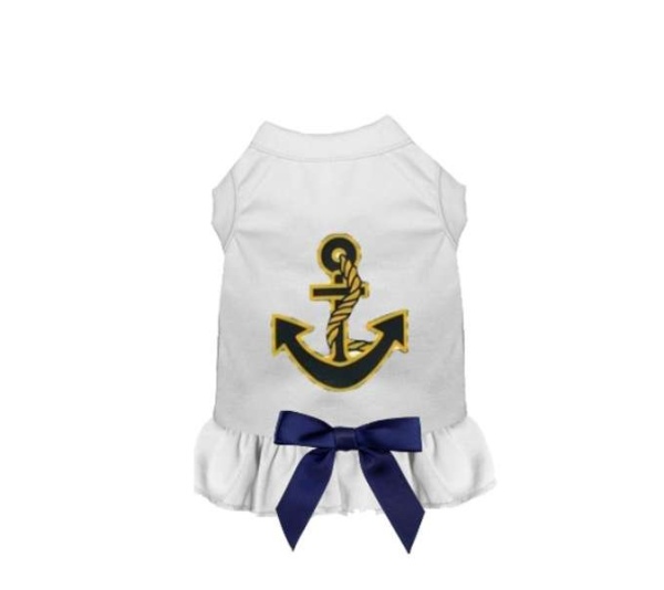 WHITE - Sailor Girl Dog Dress - X Large