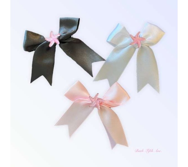 WHITE - Satin Starfish Rhinestone Hair Clip