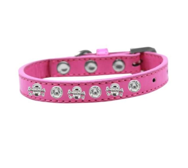 pink - Skull Studded Collar - 18"