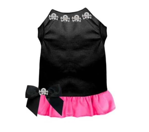 BLACK WITH PINK BOTTOM - Skull Studded Dress - Large