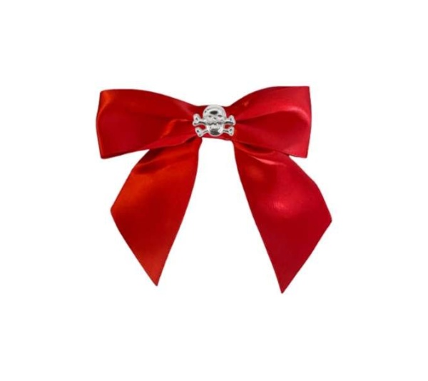 Red - Skull Studded Hair Bow