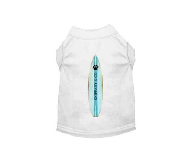 WHITE - Sniffany & Surf- Dog Shirt - X Small