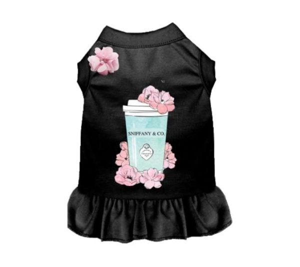 BLACK - Sniffany and Coffee Dog Dress - 2X Large